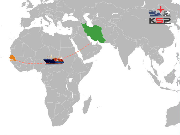 مدت زمان حمل دریایی بار از ایران به سنگال
